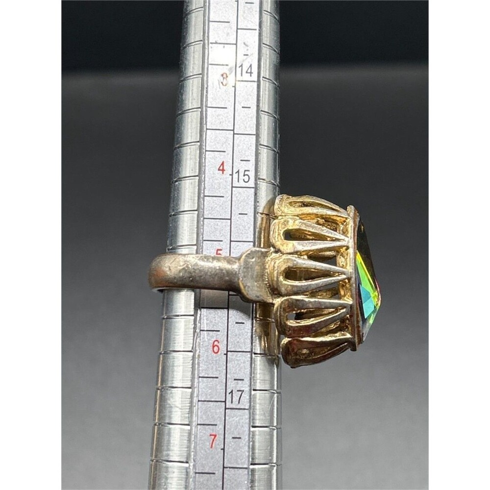 Vintage Whiting & Davis Watermelon Tourmaline Quartz Ring 5.5 - Picture 6 of 8